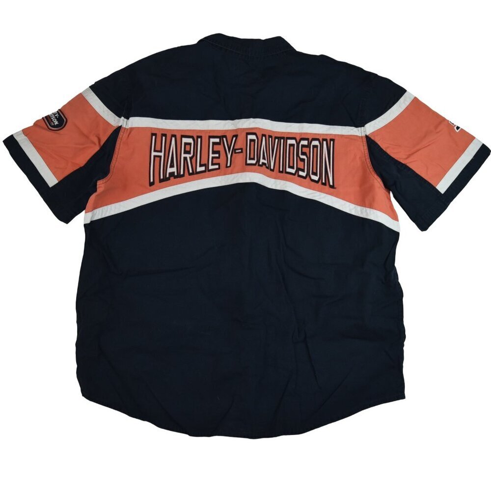 Harley Davidson Racing Shirt Short Sleeve Embroidered XL Cotton Twill - Picture 2 of 7